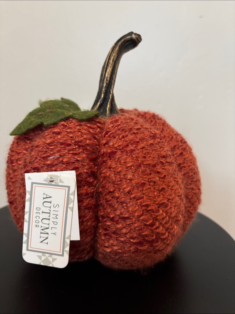 Simply Autumn Knit Decorative Pumpkin - Rust Orange